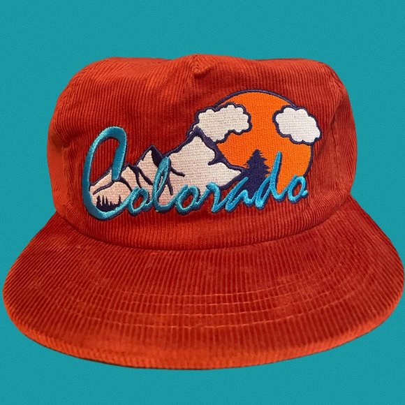 Colorado Mountain Escape Rockies Sienna Corduroy Travel Retro Snapback Cap Hat - Picture 2 of 2